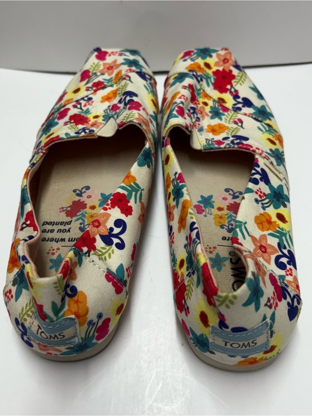 Toms Floral Classic Canvas Bloom Where You Are Planted Slip On Shoes Sz 7 - Picture 4 of 8